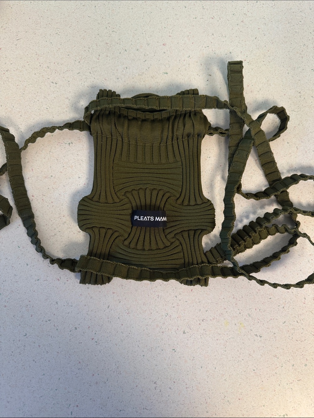 Pleats Mama Olive mini backpack NWOT